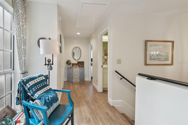 hallway featuring light wood-type flooring