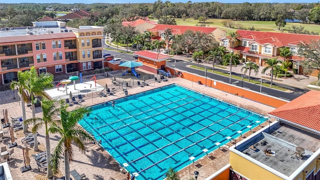 view of swimming pool featuring a patio area