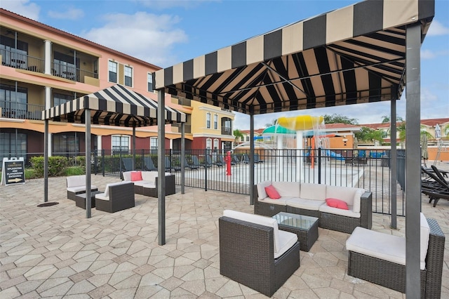 view of patio / terrace featuring a balcony and an outdoor hangout area