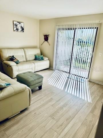 living room with light wood-type flooring