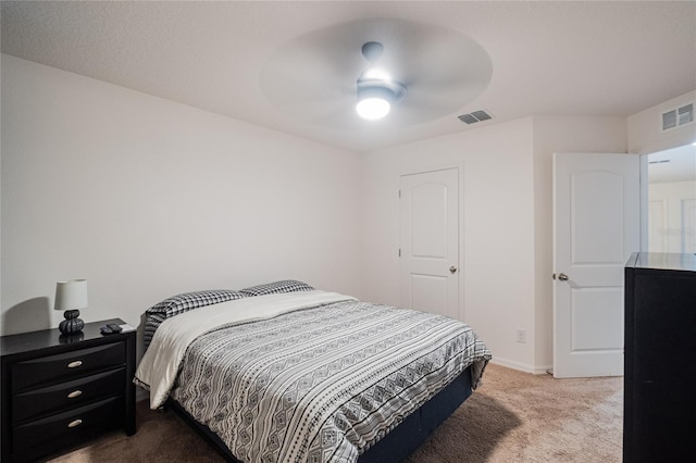 bedroom with carpet flooring and ceiling fan