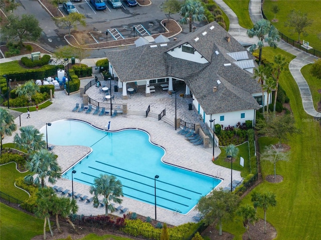 view of pool featuring a patio