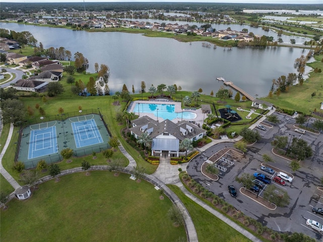 bird's eye view featuring a water view