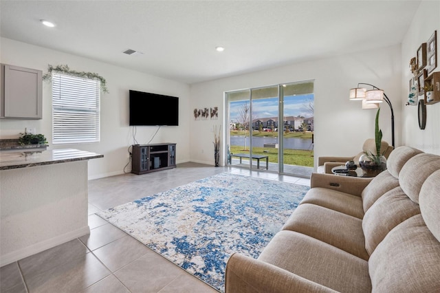 view of tiled living room