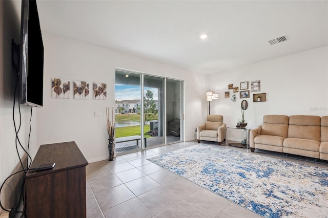 view of tiled living room