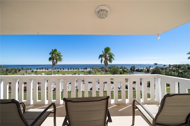 balcony with a water view