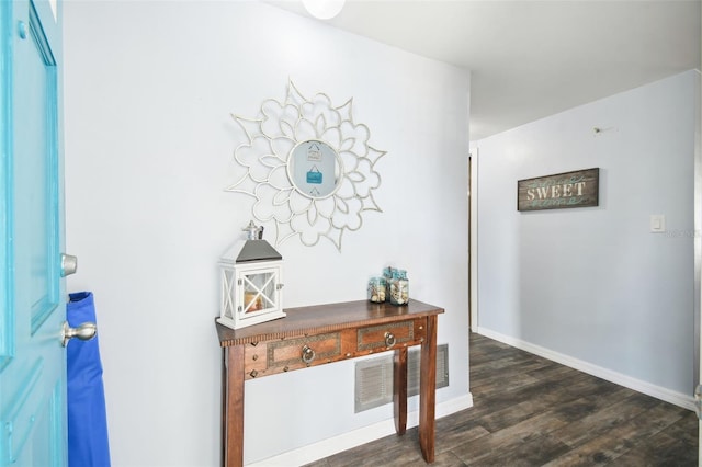7511 Tyson Dr, Port Richey, FL 34668 - hall featuring dark wood finished floors and baseboards