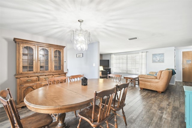 7511 Tyson Dr, Port Richey, FL 34668 - dining area with a chandelier and dark wood-type flooring