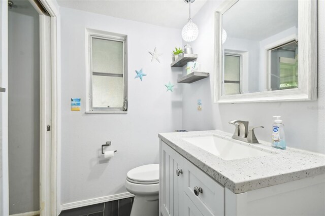7511 Tyson Dr, Port Richey, FL 34668 - half bath with toilet, vanity, and baseboards