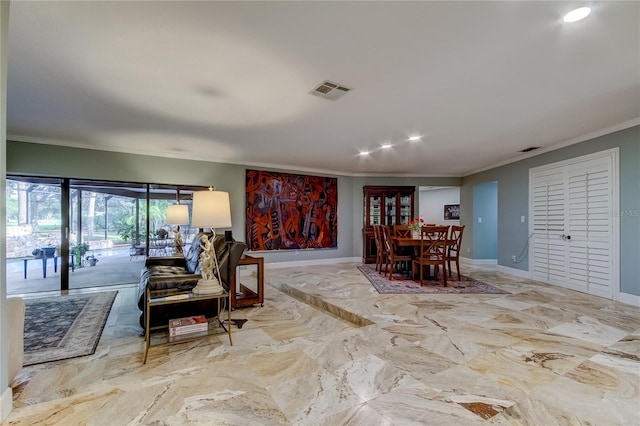 dining room featuring ornamental molding