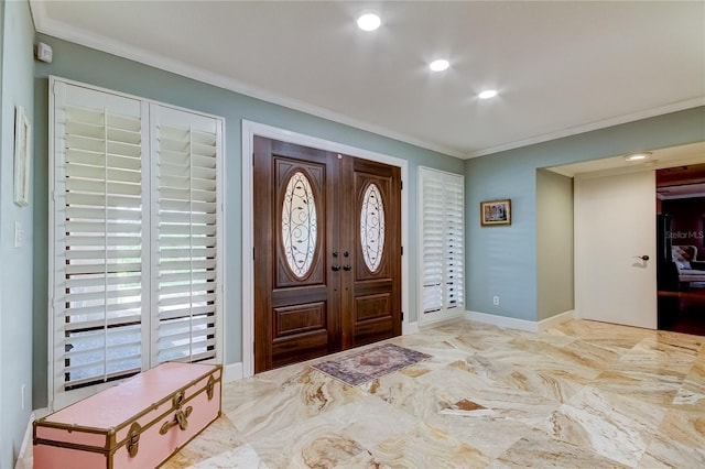 entryway with ornamental molding