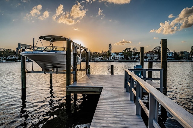 dock area featuring a water view