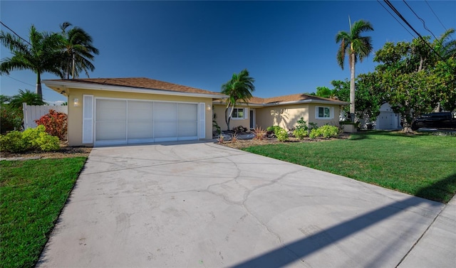 ranch-style home with a front lawn