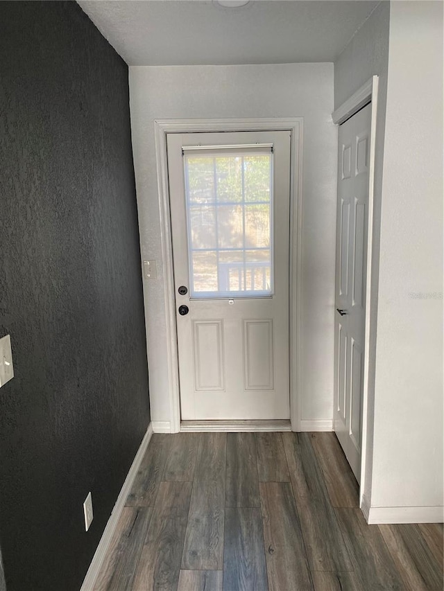 entryway with dark hardwood / wood-style floors