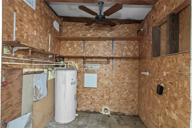 utility room with water heater