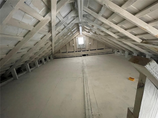 view of unfinished attic