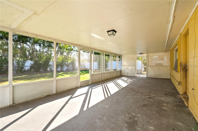 view of unfurnished sunroom