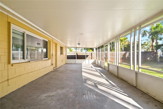 view of unfurnished sunroom