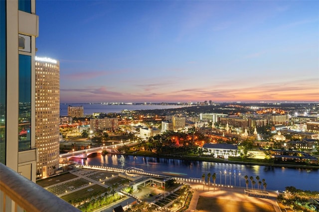 view of city with a water view