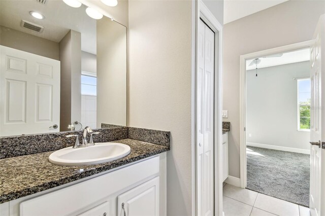 6317 Brevada Ln, Apollo Beach, FL 33572 - bathroom with vanity, tile patterned floors, plenty of natural light, and baseboards