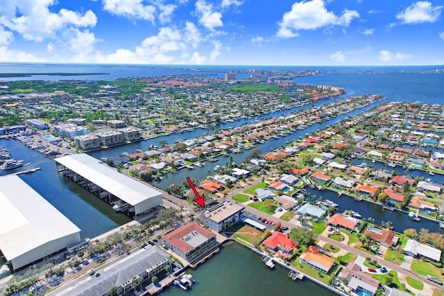 bird's eye view featuring a water view