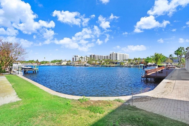 view of water feature featuring a dock