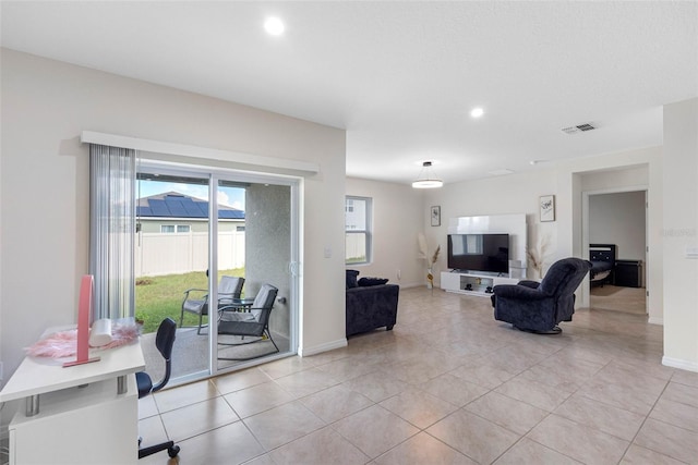 view of tiled living room