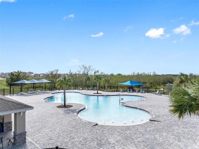 view of pool with a patio area