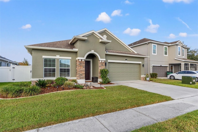 view of front of property with a front lawn