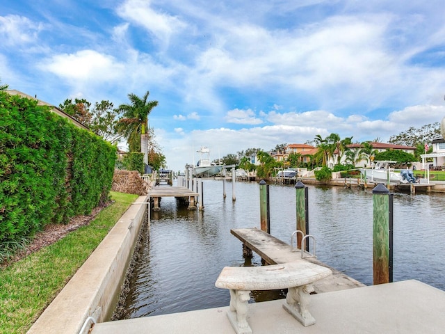 view of dock featuring a water view