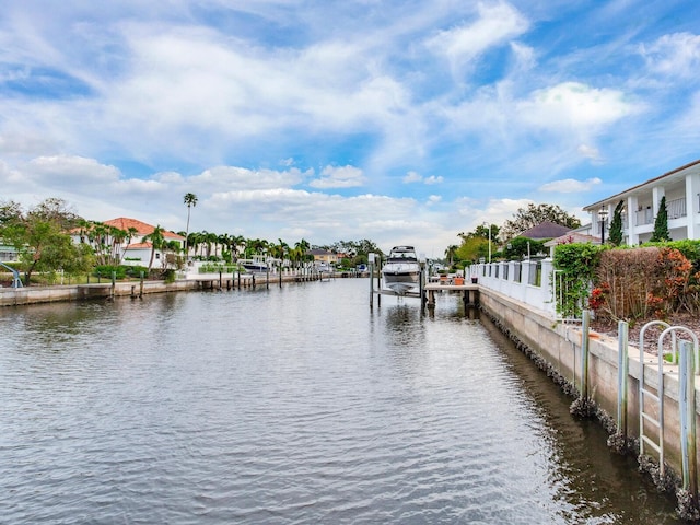 view of water feature featuring a dock