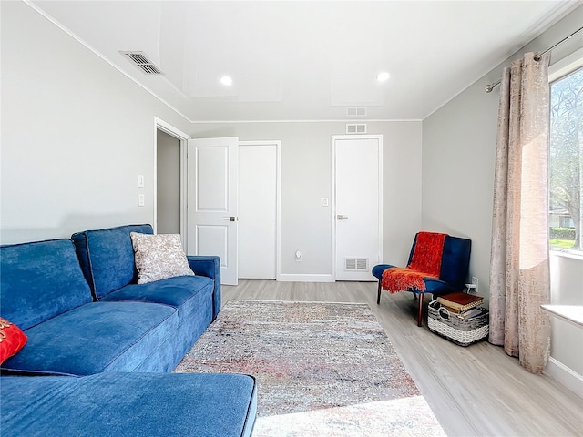 living room with wood-type flooring