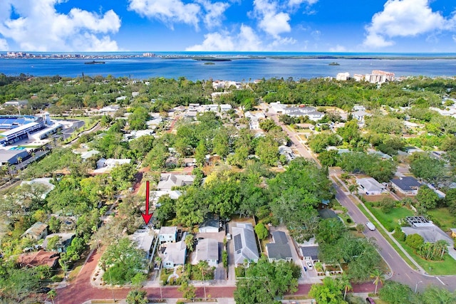 bird's eye view featuring a water view