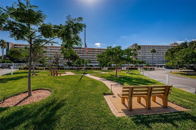 view of home's community with a lawn