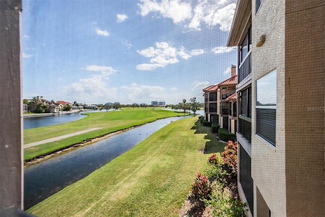 exterior space featuring a water view