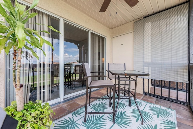 balcony with ceiling fan