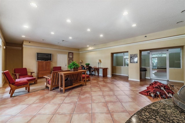 view of tiled living room