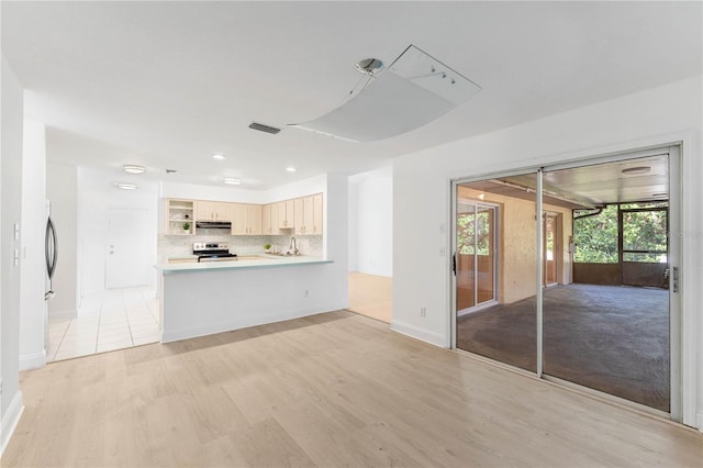 unfurnished living room featuring light hardwood / wood-style floors