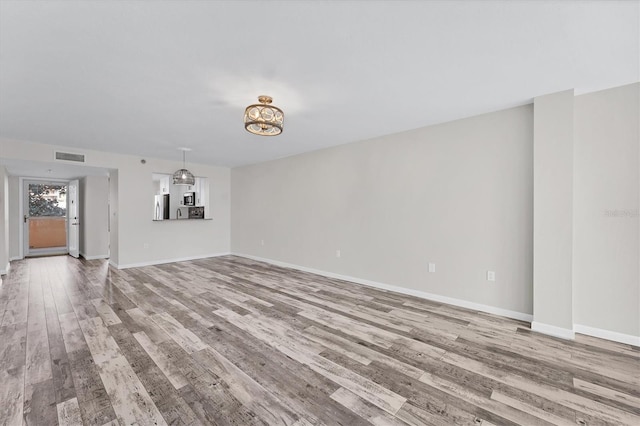 unfurnished living room featuring light hardwood / wood-style floors