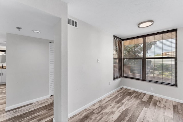 unfurnished room with wood-type flooring and sink