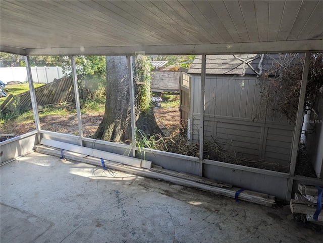 view of unfurnished sunroom