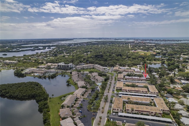 bird's eye view featuring a water view