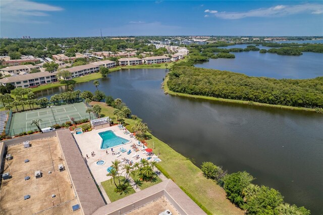 10036 63rd Ave N Unit 23, Saint Petersburg, FL 33708 - bird's eye view of a nearby body of water and a pool area