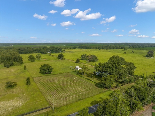 birds eye view of property with a rural view