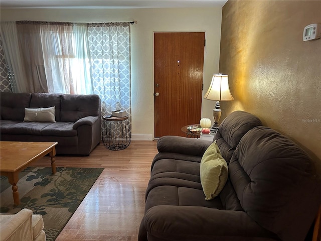 living room with light hardwood / wood-style flooring