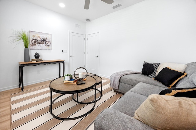 3402 E 28th Ave Unit 1, Tampa, FL 33605 - living area with light wood-style floors and ceiling fan