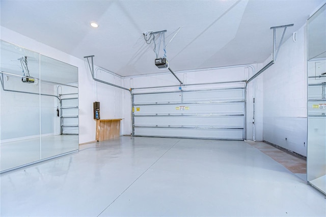 garage with a garage door opener