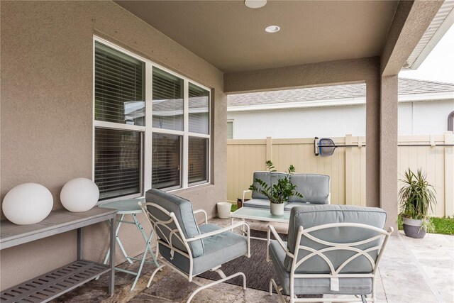 view of patio with an outdoor living space