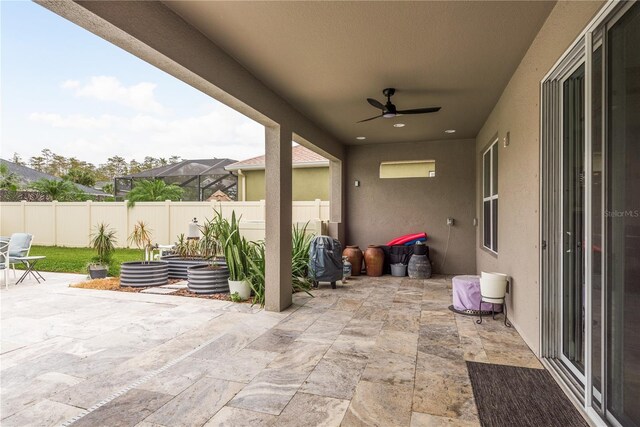 view of patio / terrace with ceiling fan