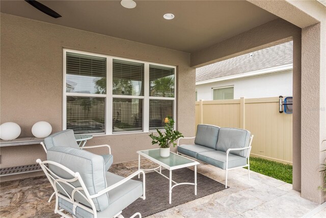 view of patio with an outdoor living space